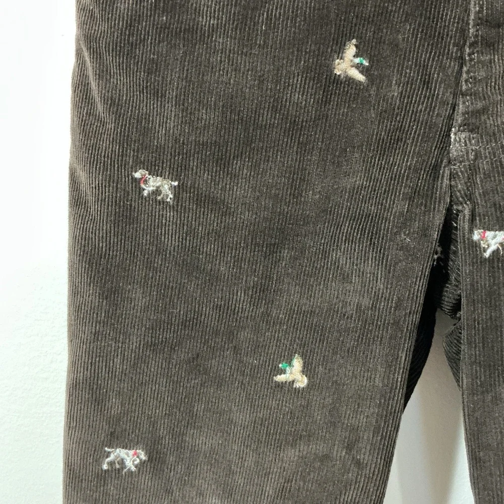 Crewcuts J.Crew Kids‎ Corduroy Pants Sz 10 Brown Embroidered Ducks Dogs Hunting